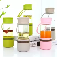 茶花6219水漾·滤茶随身玻璃水杯400ml