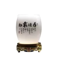 琉璃旋转笔筒摆件 办公用品 桌面实用摆设多功能收纳盒 厚德载物笔筒