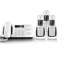 飞利浦(PHILIPS) 数字无绳电话机座机 家用办公电话子母机 DCTG492 一拖三 白色一拖三