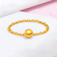 老庙黄金 足金黄金戒指圆光珠链珠戒尾戒女 计价