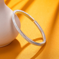 老庙黄金 老庙足银手镯足银扭绳光间砂手镯银手镯女