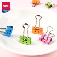 得力(deli) 8487 微笑票夹 彩色金属长尾夹 19mm 长尾夹/白钢夹/票夹 40只/筒 单筒价