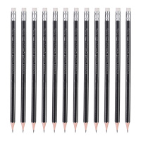 晨光(M&G)文具HB六角木杆铅笔 学生银黑抽条考试铅笔(带橡皮) 美术素描绘图木质铅笔 12支/盒AWP30801