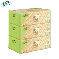 清风 抽纸原木盒装面巾纸盒抽2层200抽*36盒整箱