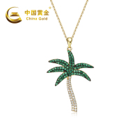 中国黄金 椰树吊坠