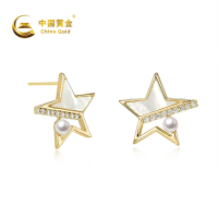 中国黄金S925银贝壳耳钉