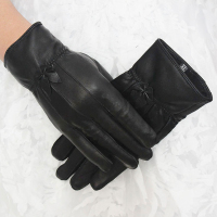 ANRUITE 女士拼皮手套女士皮手套羊皮保暖时尚含均码拼接