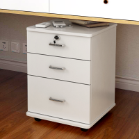 办公室木质文件柜带锁抽屉储物柜桌下边移动矮柜家用收纳柜落地柜活动柜打印机柜 白色