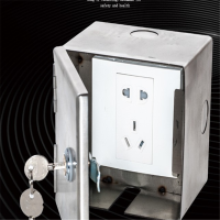 铁质防水盒规格280*190*100室外防水防盗电插座盒带锁插座箱充电墙壁插座防水盒防溅盒 银色