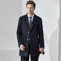 鄂尔多斯|MEN'S新品秋冬纯色简约美丽诺羊毛中长款男士大衣