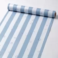 斯图 PVC墙纸壁纸自粘卧室客厅宿舍寝室背景纸贴壁纸贴画 蓝星条纹仅墙纸 45cm*10m/卷