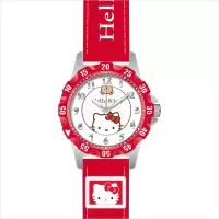 hellokitty凯蒂猫 开学礼儿童手表 浮雕真皮表带 防水电子石英表 中国红