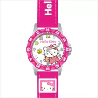 hellokitty凯蒂猫 开学礼儿童手表 浮雕真皮表带 防水电子石英表 桃红