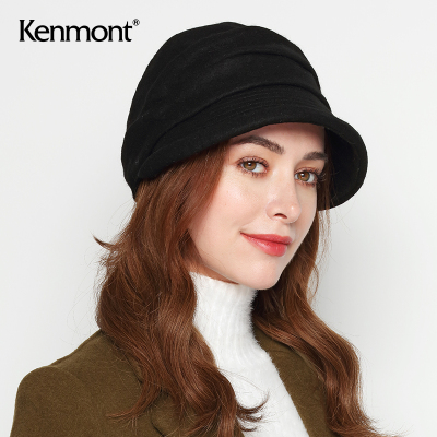卡蒙(Kenmont) 女保暖羊毛帽子韩版潮纯色百搭包头帽 KM-2782