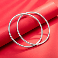 老庙黄金 银手镯双环光面手镯女