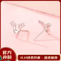 老庙黄金 S925银耳饰小鹿一鹿有你耳钉