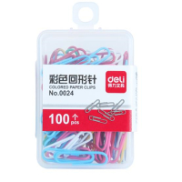 得力(deli) 0024 彩色回形针 (100枚/盒)