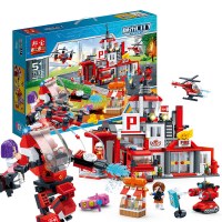 邦宝益智积木儿童积木拼装玩具小颗粒男孩消防系列消防出动7130