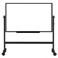 比比牛 白板支架式90*150cm 办公写字板双面带架子 可升降翻转 黑金刚BBNV90150