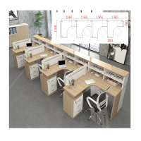 企业定制 办公桌 (4人位) 尺寸如图 白枫木色