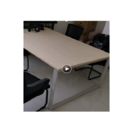 企业定制 活动区桌子 白色三角铁 25mm厚白枫木桌面(两块木板拼接) 白枫木色