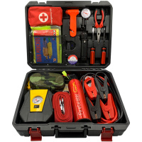 克鲁尼 车载工具箱应急救援工具箱14件套旗舰款(灭火qi、充气泵、兵工铲、拖车绳、安全锤、急救包等)