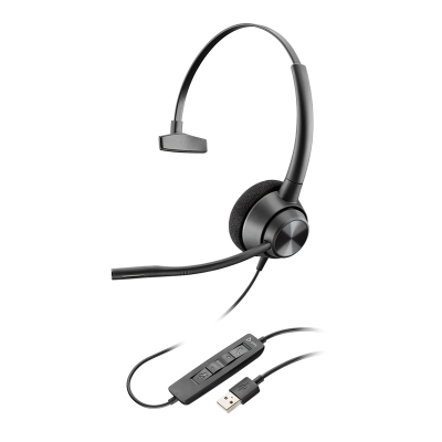 缤特力(Plantronics)EncorePro 310单耳头戴式电脑办公耳机 话务客服降噪耳麦(USB直连电脑带线控