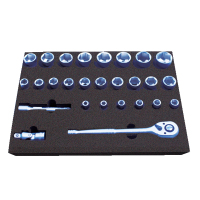 泛沃克(FINEWORK)01LB911 12.5MM系列公制套筒托盘组套 27件套