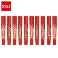 齐心(COMIX)MK803 大双头油性记号笔 120支装 红色