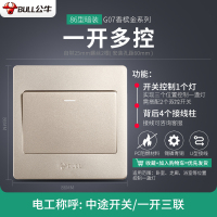 公牛开关插座墙壁家用- 一开多控开关 G07香槟金