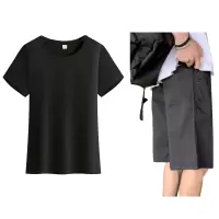 中健 出监服 夏款 套装 M码(黑色T+七分裤)