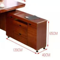 耀烨 实木大班桌 橡木老板桌边柜