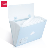 得力(deli)13格A4软胶双色把手风琴包 学生试卷包作业包补习包 蓝