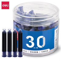 得力(deli)钢笔墨囊 学生钢笔墨水笔墨囊 可替换 30支/盒中包装DL-S646蓝