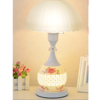 美的(Midea)简约现代卧室床头灯家用浪漫温馨结婚礼物喂奶可调光玻璃陶瓷台灯 八仙花 按钮开关