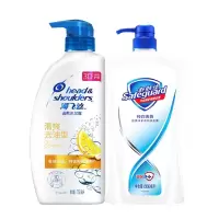 海飞丝清爽去油型洗发露750ml+舒肤佳纯白清香型沐浴乳650ml 洗发水沐浴露套装