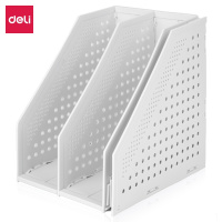 得力(deli)可折叠三联文件框 拉伸式便捷安装文件架 浅灰78995(西藏国策)