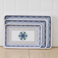 密胺托盘长方形家用茶盘大号盘 青花瓷
