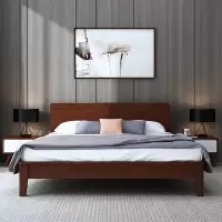 欧宝美 chuang-21实木床卧室床单人床双人床橡木床 1.5米胡桃色床