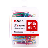 晨光(M&G)文具3号彩色回形针 办公家用多功能曲别针 PP盒装别针 100枚装ABS91699*5