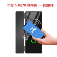 企采严选京物办公室玻璃门指纹锁免开孔门禁锁智能玻璃门锁公司密码锁电子锁 雅致黑-双开门无框