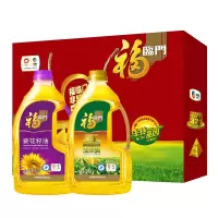 福临门压榨一级葵花籽油1.8L+黄金产地玉米油1.8L(盒装)