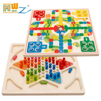 多功能棋二合一棋木制玩具飞行棋、跳棋成人儿童益智玩具棋类（团单专用，单拍不发）