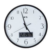 晨光经典LCD显示圆形挂钟13寸挂表时尚钟表 1个