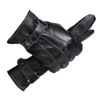 皓顿(HAUTTON)绣线男士手套保暖手套耐磨纯色手套9473ST005黑色