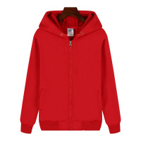 HOICC 红色拉链加绒带帽外套