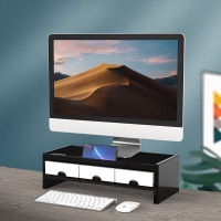 竹小白电脑显示器支架 电脑增高架 带抽屉支架 双层黑白 单个装