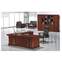 油漆老板桌 2800*2000*750 酒红色(X)