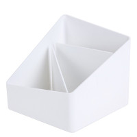 得力 8912 收纳盒多功能笔筒桌面收纳盒化妆盒(白色) 单个装