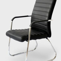 企购优品电脑椅办公椅子 简约弓形靠背椅会议职员座椅 黑色PU